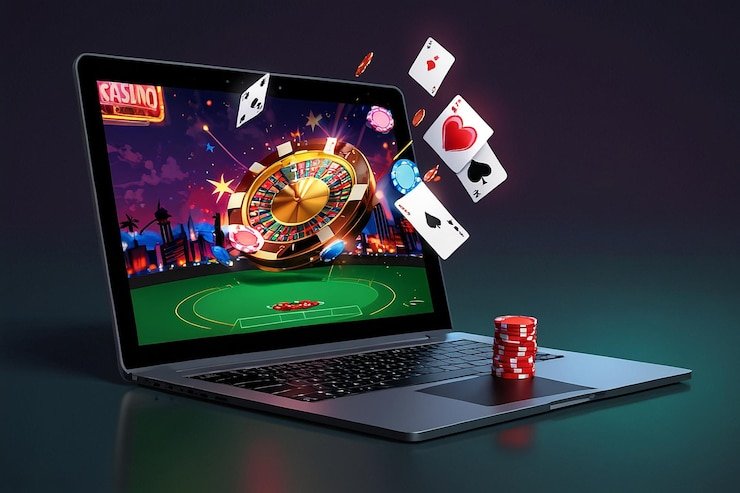 Meja roulette dengan dealer wanita memutar roda dalam studio casino live online