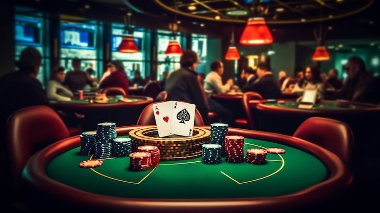 Live dealer sedang membagikan kartu di meja blackjack dalam sesi casino online